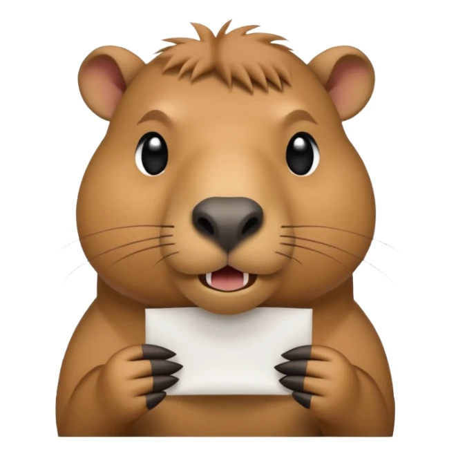 emoji of capibara chewing white paper sticker