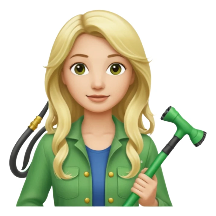 blonde long hair female gardener hose sticker