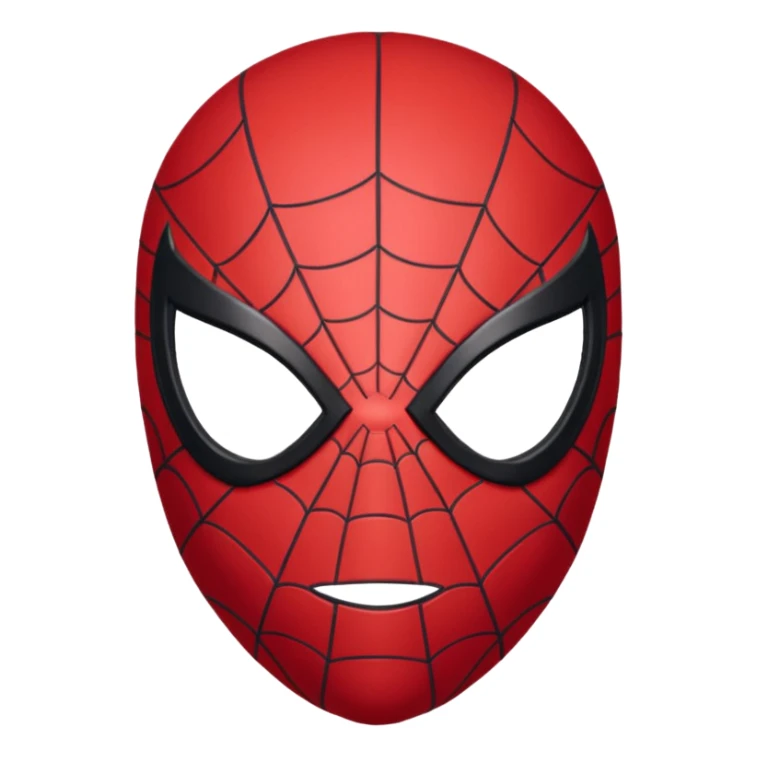 Spider-Man head with black mask and simple red webbing, large red eyes, minimal and clean, soft rounded edges, smooth 3D shading, centered, front-facing sticker