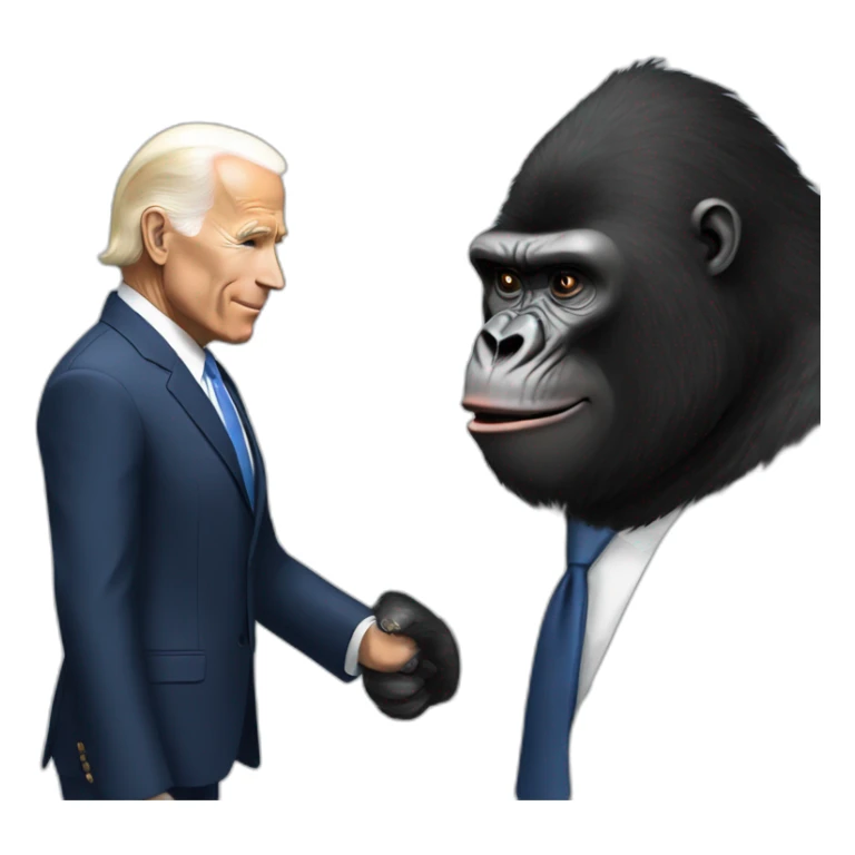 Gorilla wearing a suit meeting with Joe Biden sticker