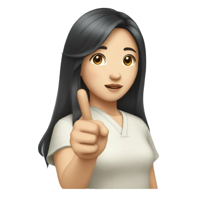 chinese girl with long hair pointing at herself sticker