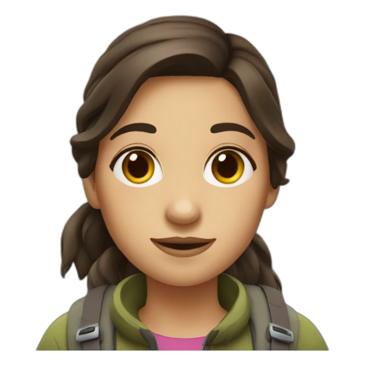 Mountain hiking girl with dark brown hair sticker