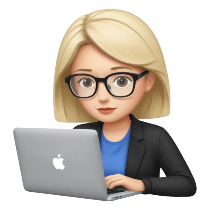 create emoji of her coding and looking at her macbook sticker