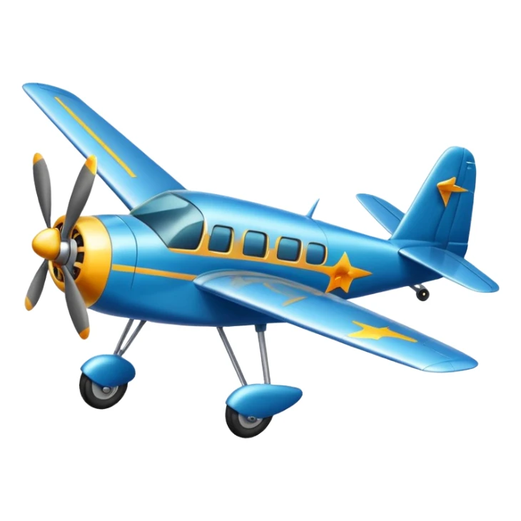 A small propeller plane with a bright painted nose and sturdy landing gear flying low and fast.
 sticker
