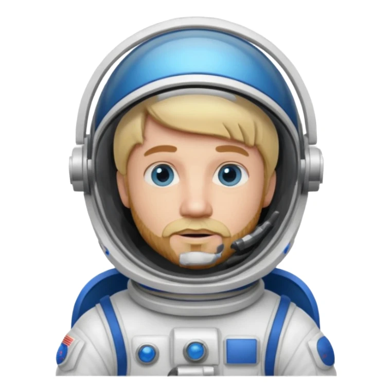 astronaut, white suit and helmet ,with blonde beard sticker