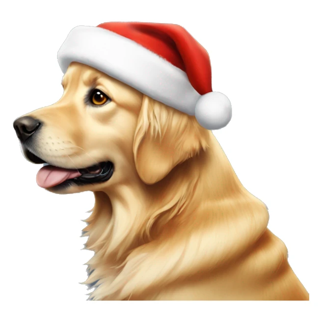 Golden retriever wearing Santa hat sticker