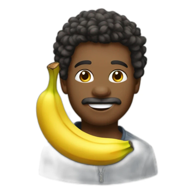 Métisse au cheveux bouclés avec une banana dans sa bouche sticker