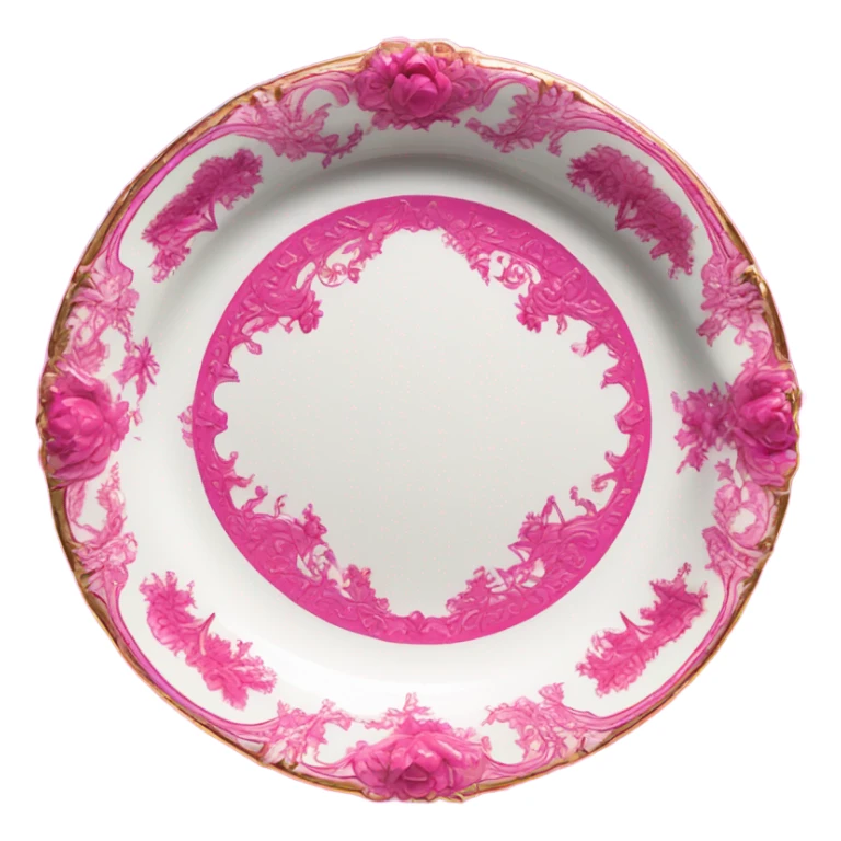 vintage rococo highly detailed hot pink plate sticker