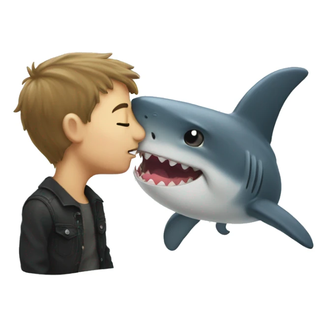 gay shark kissing a boy sticker