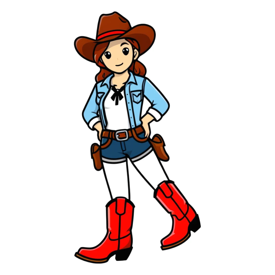 cowgirl with red boots sticker