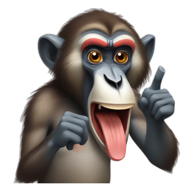 Funny Mandrill with a human look putting his index finger in his nose sticker