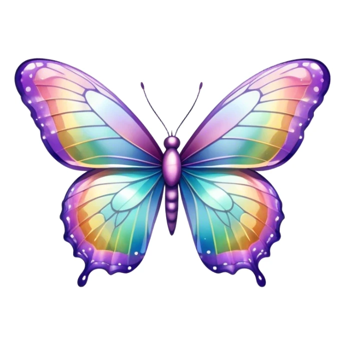 Pastel sparkly glittery iridescent rainbow transparent butterfly sticker
