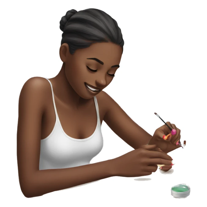 girl painting her nails sticker