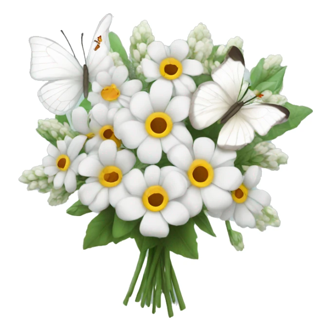 White bouquet with butterflies sticker