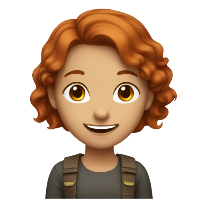 happy girl with brownish red hair  sticker