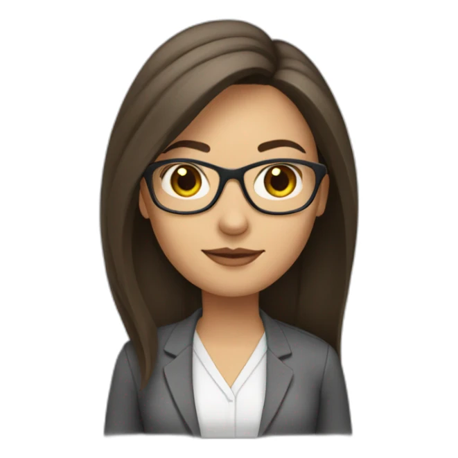 brunette teacher with straight hair and glasses sticker