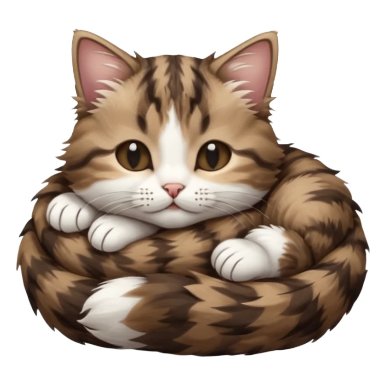 dark brown tabby and white kitten in funny positions with eyes closed sticker