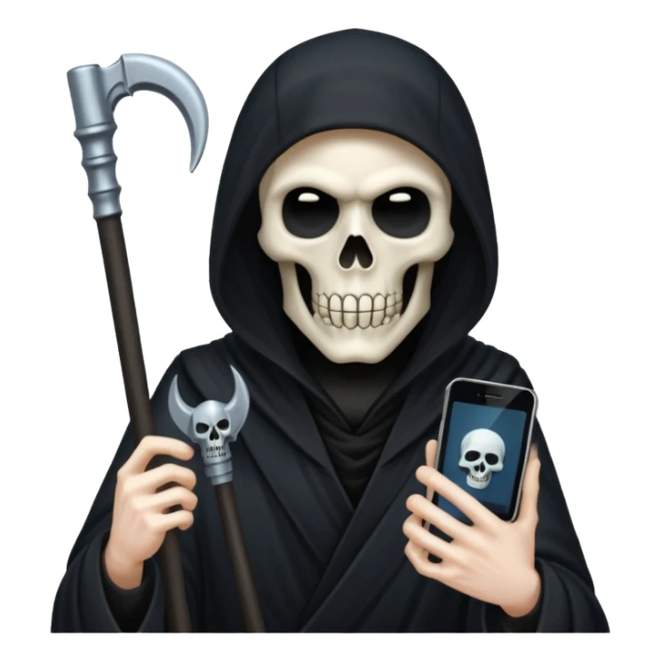 grim reaper holding one phone sticker