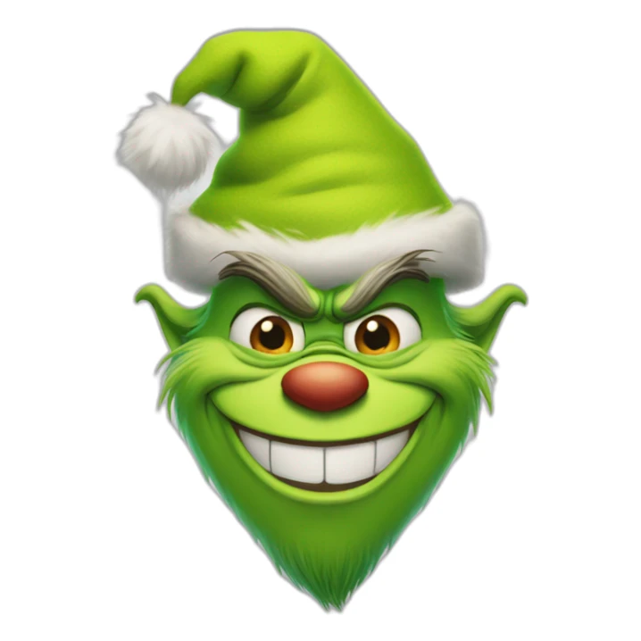 Grinch con outfit de navidad sonriendo sticker