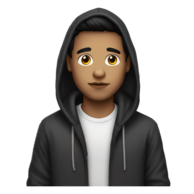 A white boy with black Hair using a big hoodie  sticker