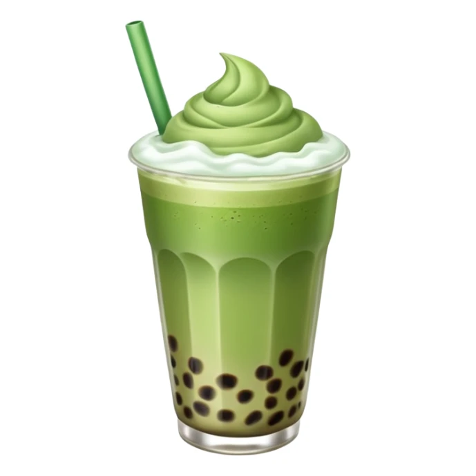 matcha latte with boba and ice without sticks for drinking and add a lil coffee  sticker