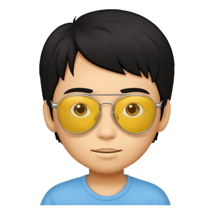 black hair kid with yellow sunglasses sticker