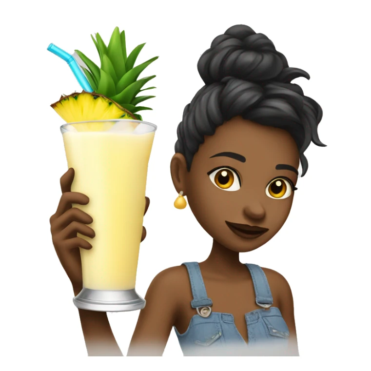 girl drinking a piña colada out of a glass ￼ sticker