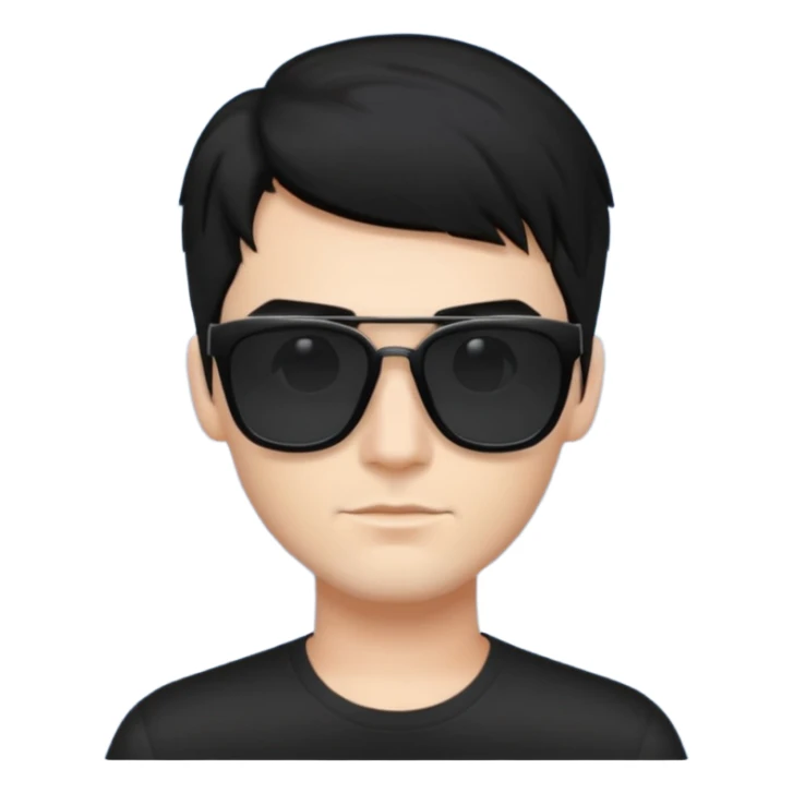 fair man with cool black hair with square dark shades sticker