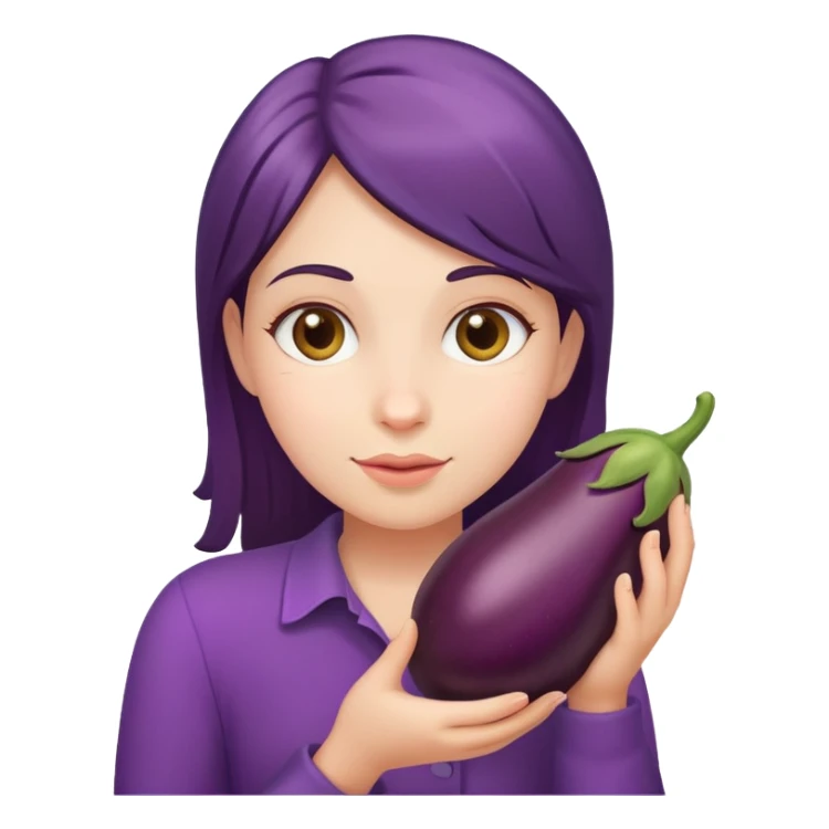 Girl with a eggplant in her hand sticker