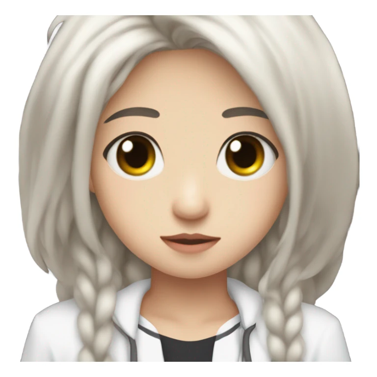 hyunjin con ojos cerrados, pelo negro, suéter blanco sticker