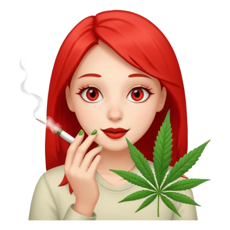 Girl happy smelling marijuana  sticker