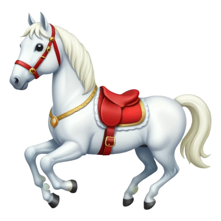christmas new year's white horse with a red saddle sticker