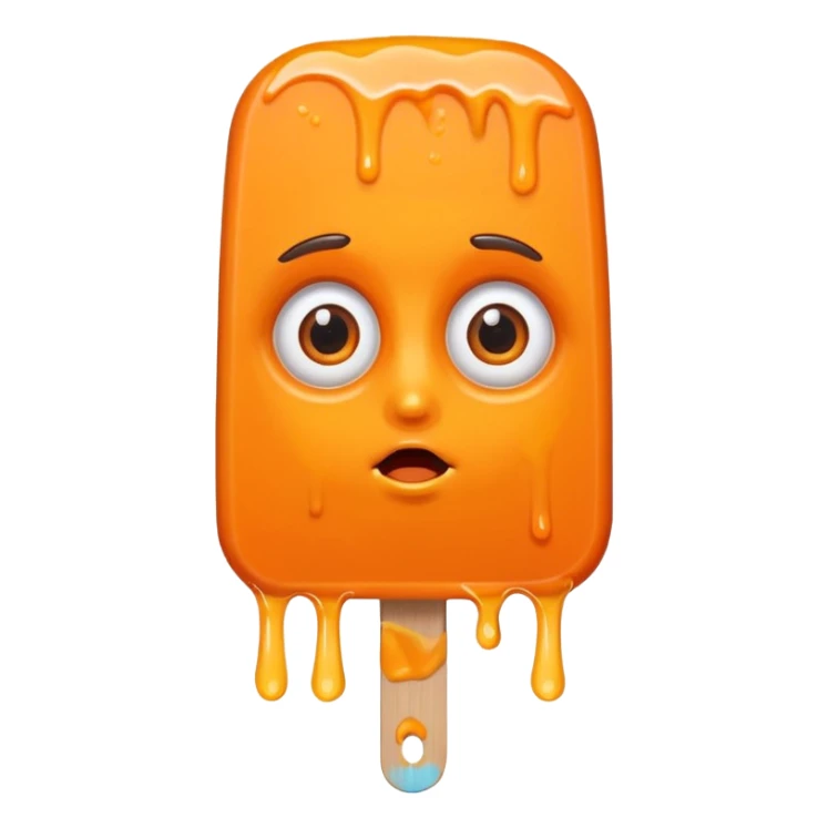 orange popsicle with eyes and hair sticker