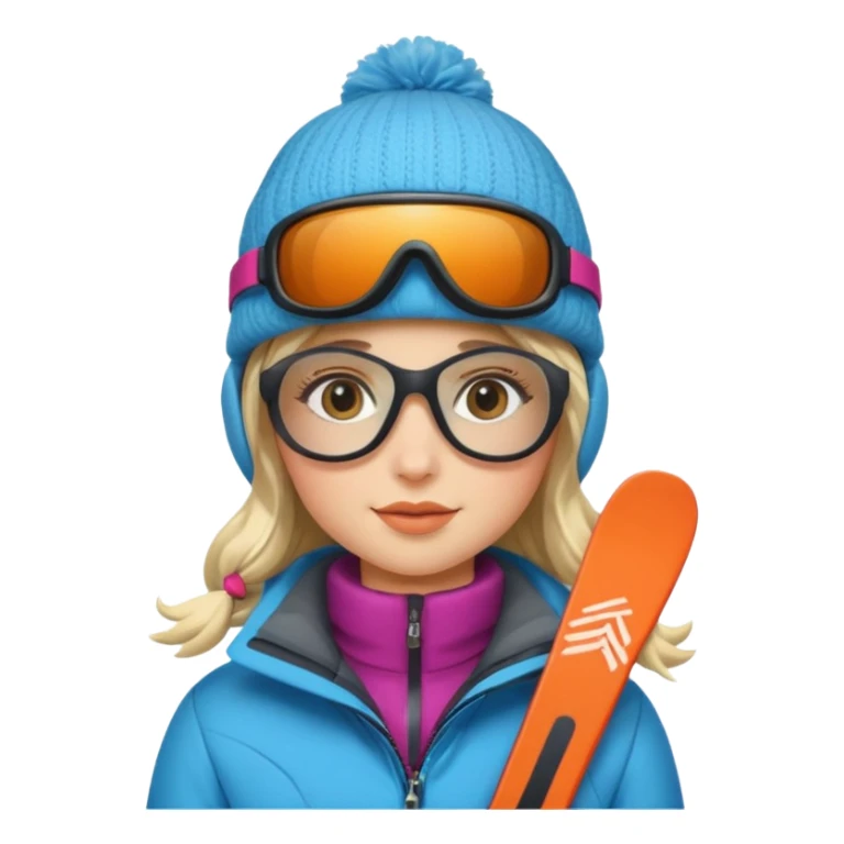 Winter clothes girl with skiing glasses potraiot  sticker
