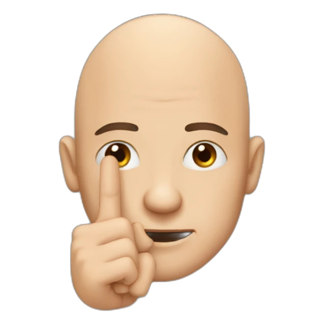 bald man with ring finger. middle finger. point finger. sticker