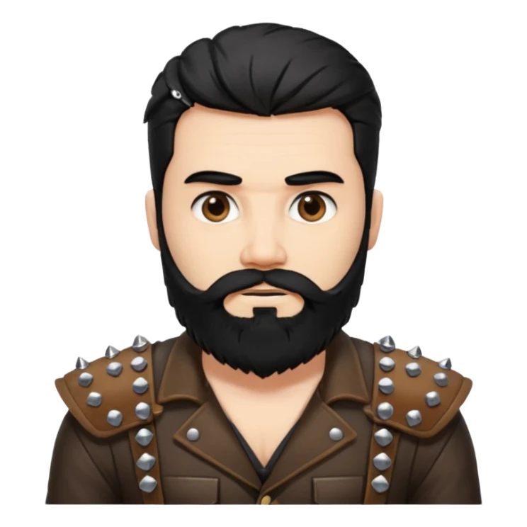 A large, bearded college professor with black hair in bondage gear sticker