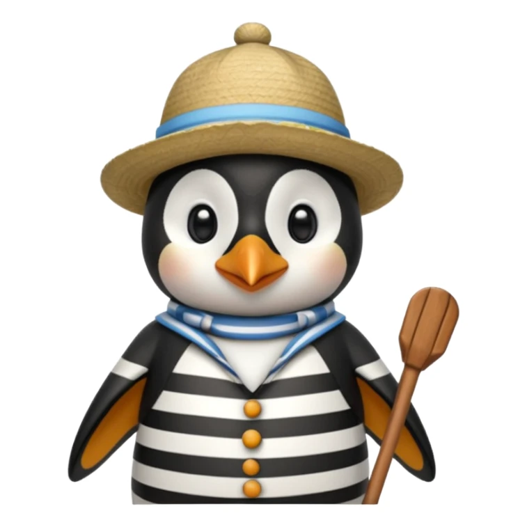 penguin wearing gondolier striped shirt and hat sticker