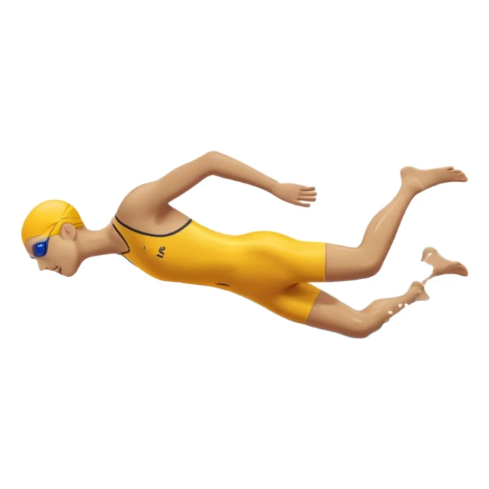 Sporty emoji of a swimmer diving into a pool, side view, dynamic motion, clear diving posture, splash effect, bold colors, emoji s sticker