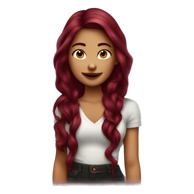 Beautiful tattooed  burgundy long haired woman blushing in love sticker