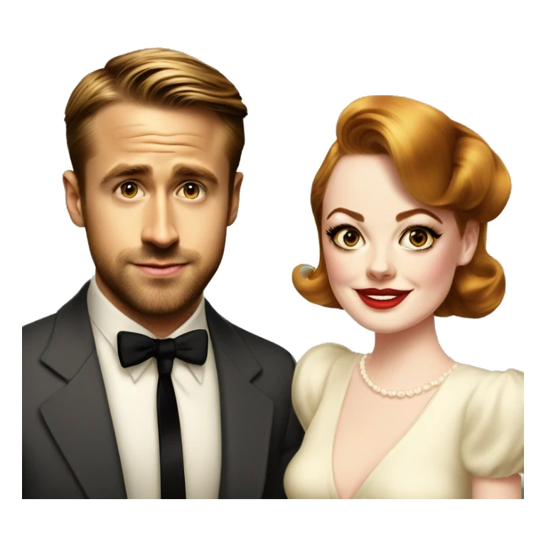 Ryan gosling and Emma stone 1940s party sticker
