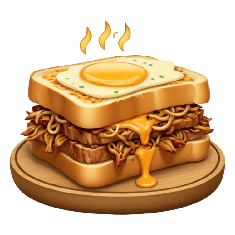 BBQ pulled pork frisco melt on texas toast with crispy onions  sticker