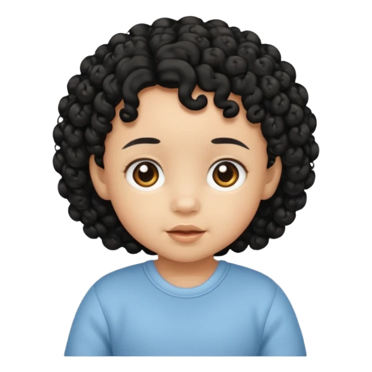 curly black hair baby sticker