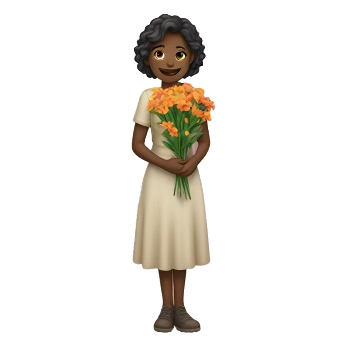 girl holdjng flowers sticker