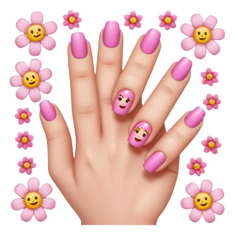 nails emojis, nail artist flowers all pink and aesthetic sticker