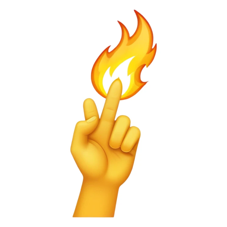 yellow finger pointing up with text "THIS" and flames in the background sticker