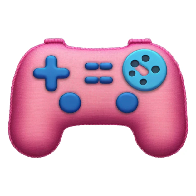 rug in the shape of a pink gamepad with blue buttons sticker