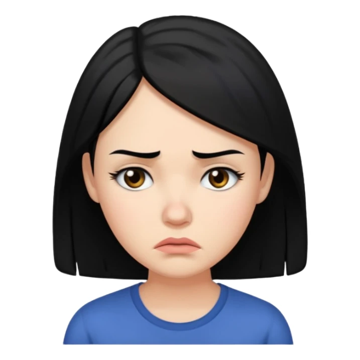 A worried woman, black hair, with one eyebrow raised sticker