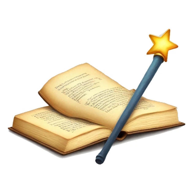 A book with a magic wand, representing fantasy and imagination. sticker