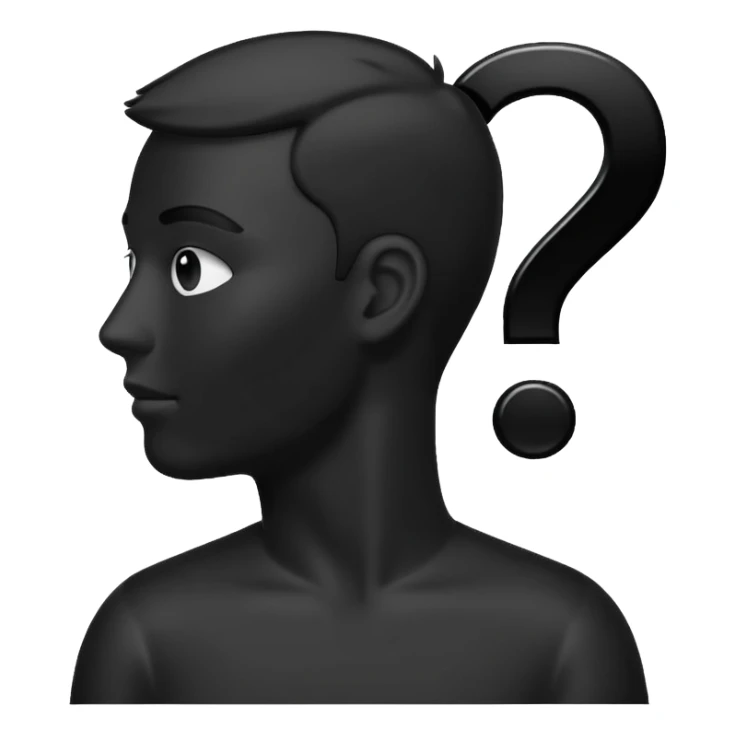 silhouette of a white man with a question mark sticker