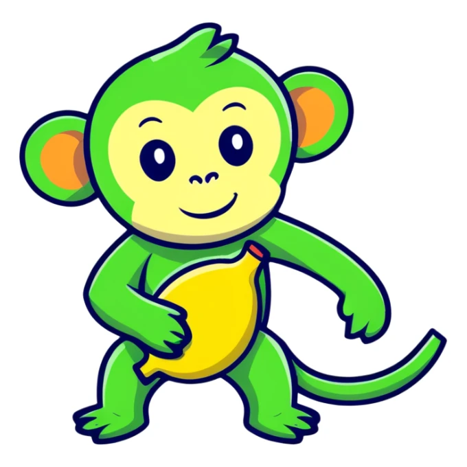 banana with the head of a green monkey sticker